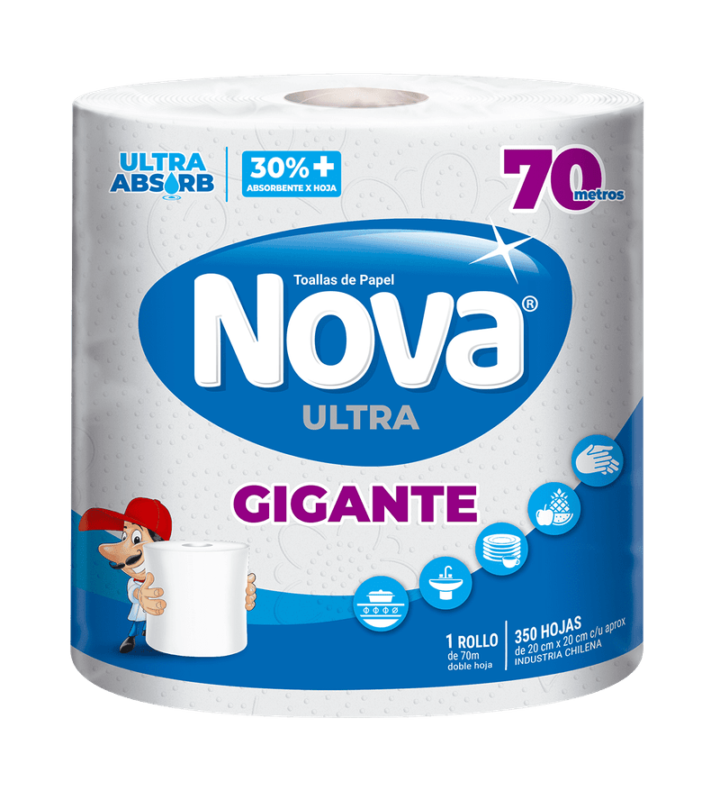 Toalla de Papel Nova Doble hoja Gigante 1 un 70 mt | Softys Chile