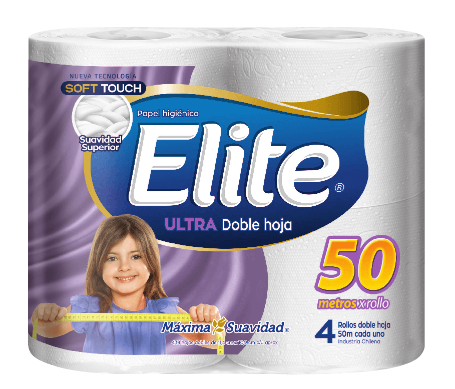 Papel Higiénico Elite Doble Hoja Ultra 4 Un 50 Mt Elite