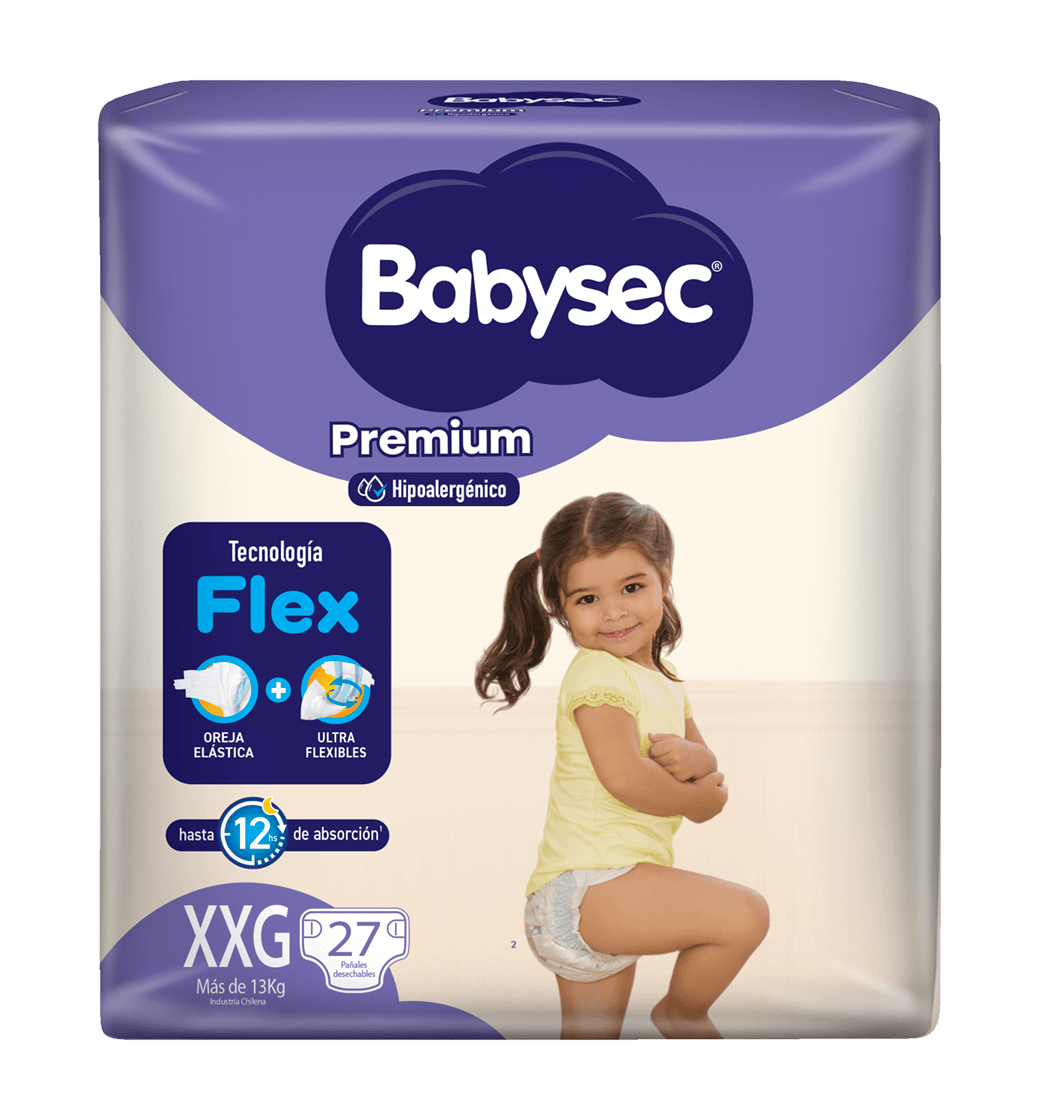 Pañales de Bebé Babysec Premium Cuidado Total 27 un XXG | Softys Chile